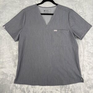 FIGS Mens XL Gray Heather V-Neck Short Sleeve Scrub Top FW1000 Technical